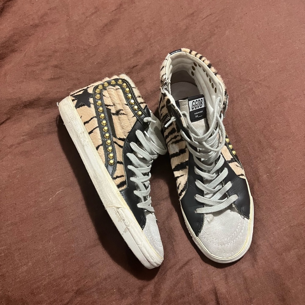 RARE Golden Goose Superstar Zebra Slide Size 41